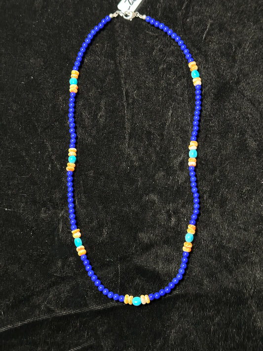 18" Necklace with Lapis, Spiny Oyster, and Sleeping Beauty