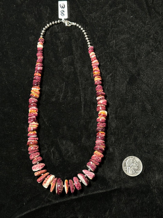 lot 66 5/12 20" Purple Spiny Oyster Shell Necklace with 4mm Navajo pearls
