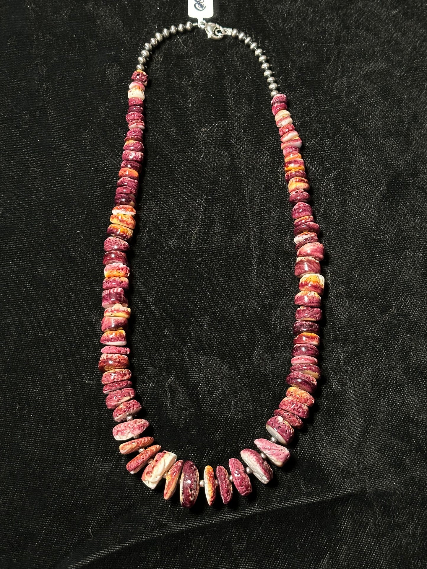20" Purple Spiny Oyster Shell Necklace with 4mm Navajo pearls