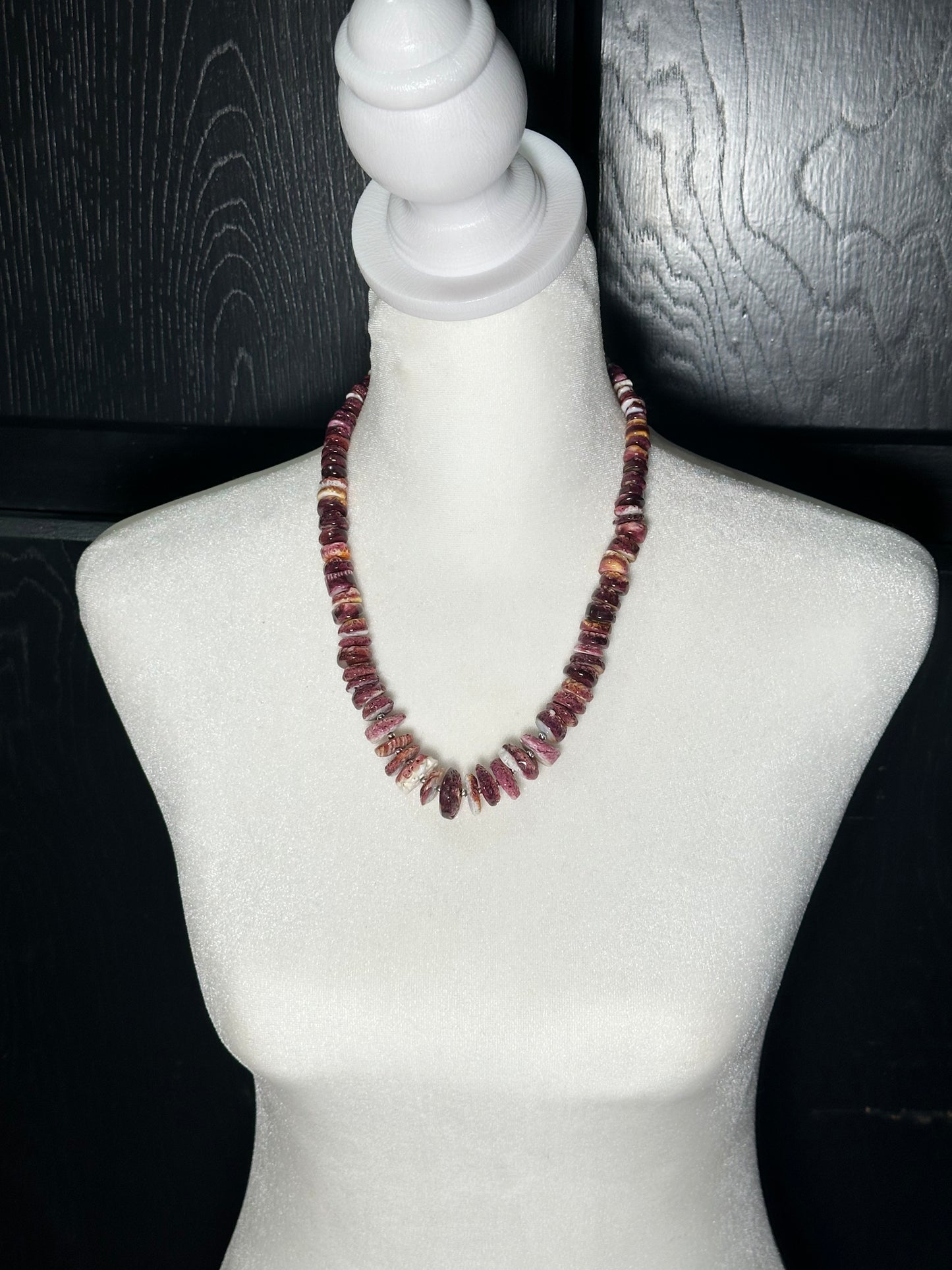 20" Purple Spiny Oyster Shell Necklace with 4mm Navajo pearls