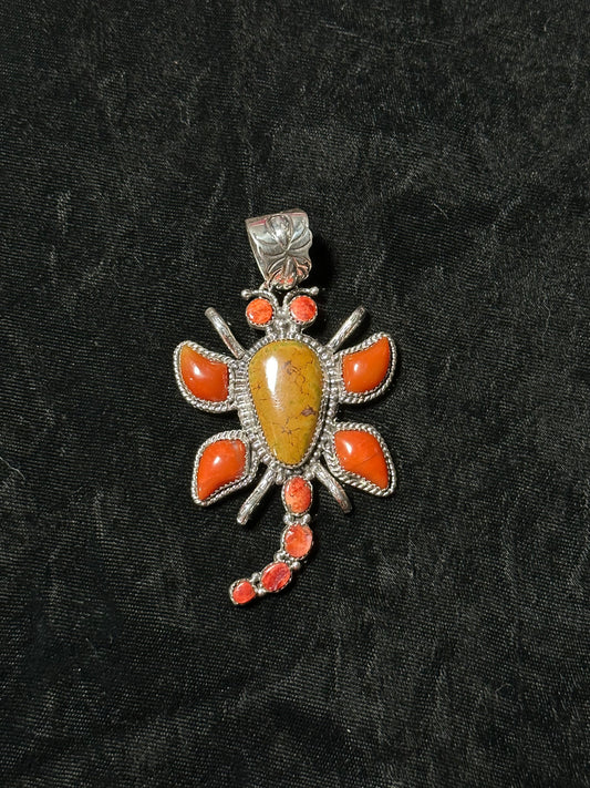 Coral Pendant with 13mm Bale by L. James, Navajo