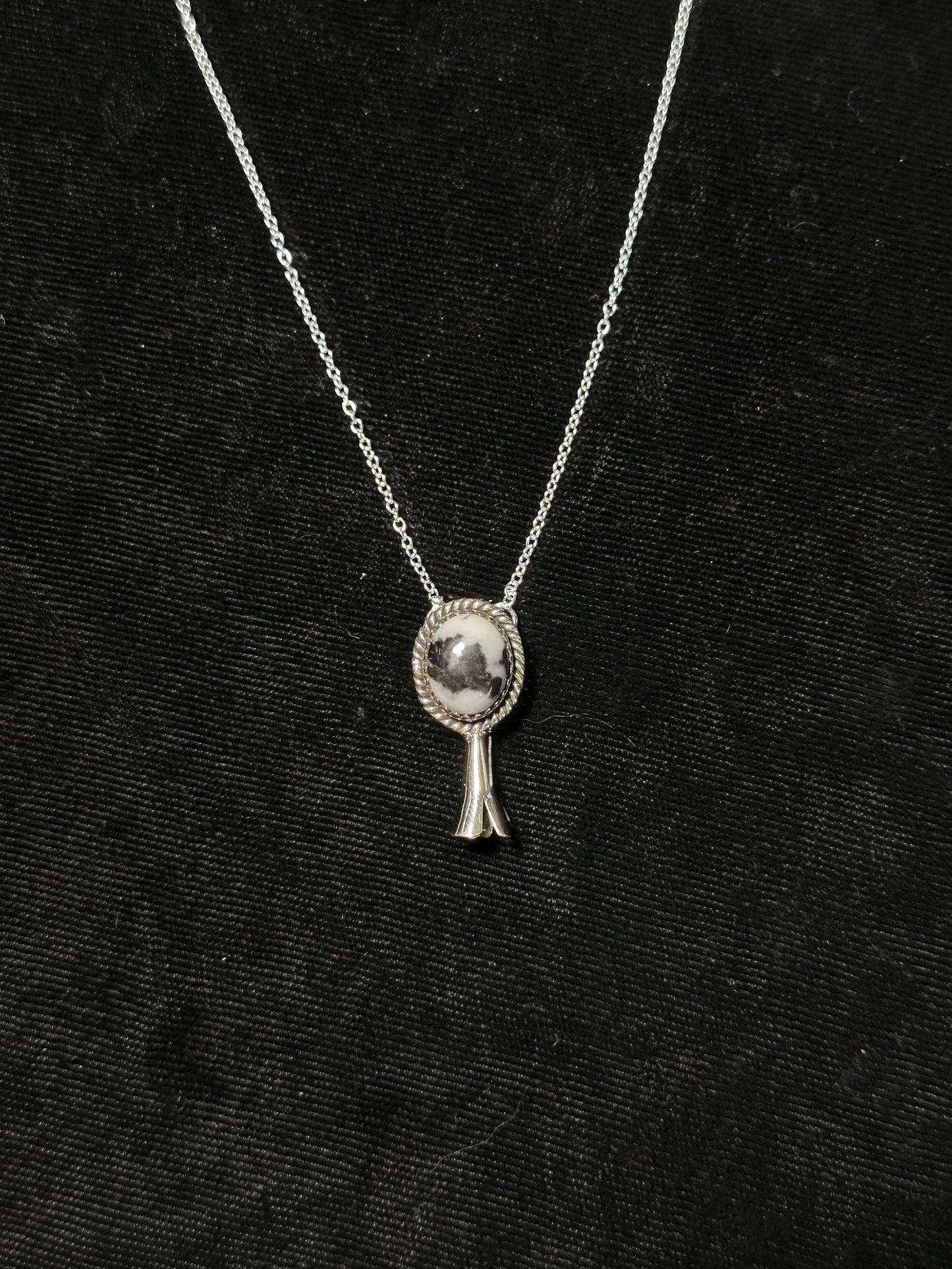 18"+2" Dainty White Buffalo Blossom Necklace