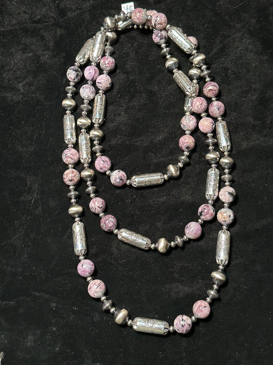 64" 13mm Pearls and Charoite Necklace