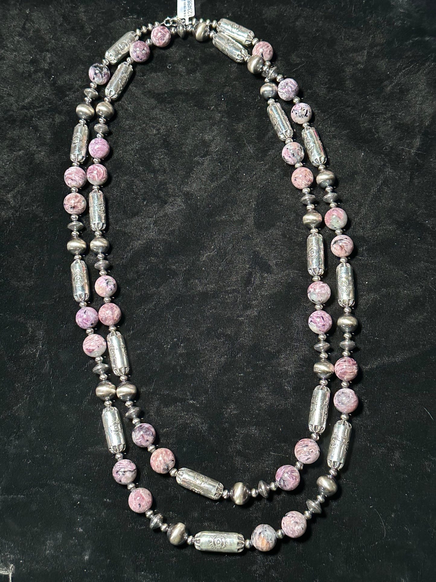 64" 13mm Pearls and Charoite Necklace