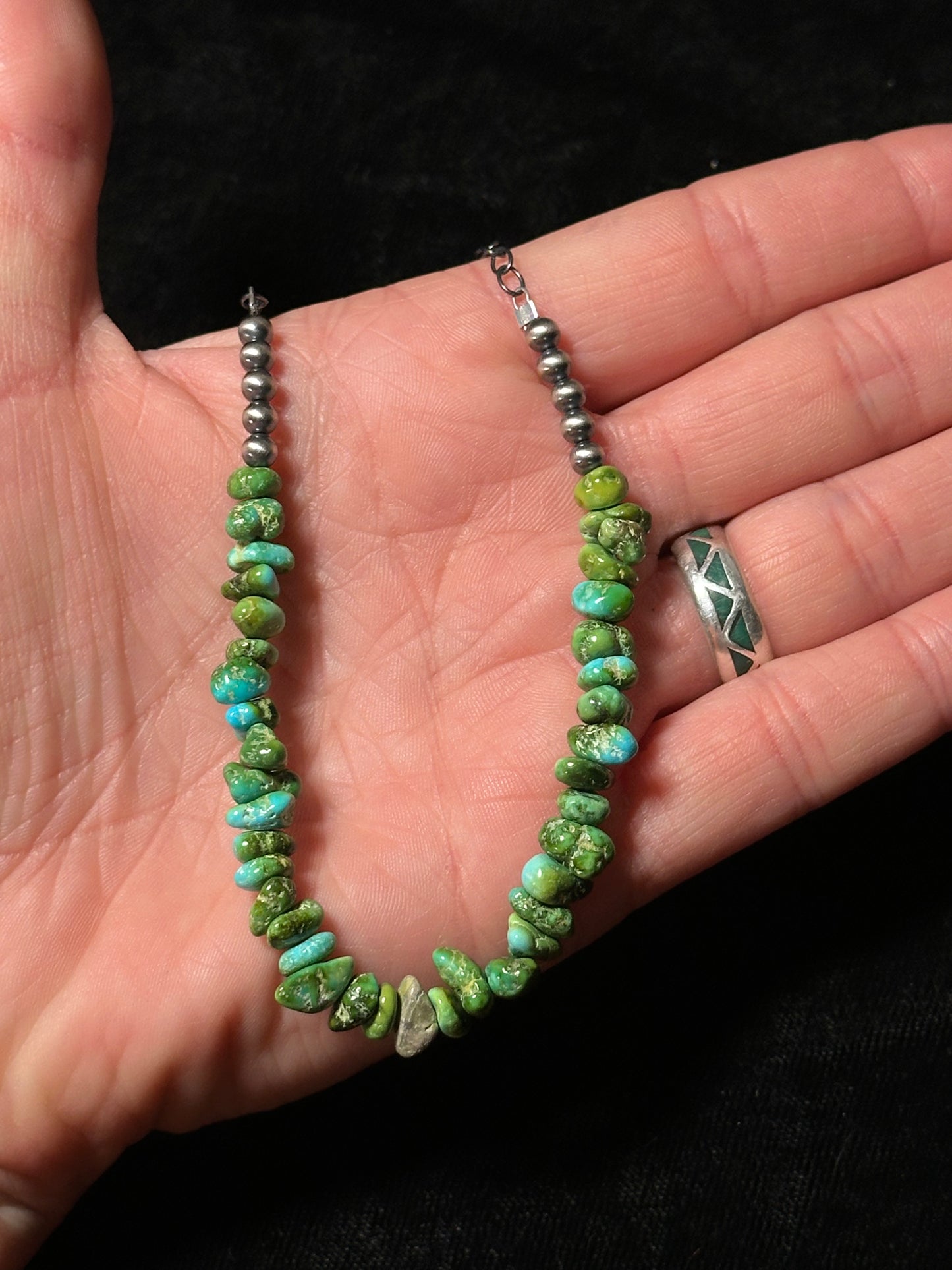 18" Sonoran Gold Turquoise Necklace with 4mm Navajo Pearls