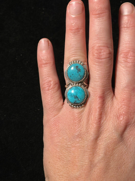 6.0 Kingman Turquoise Ring made by Nelson Morgan, Navajo