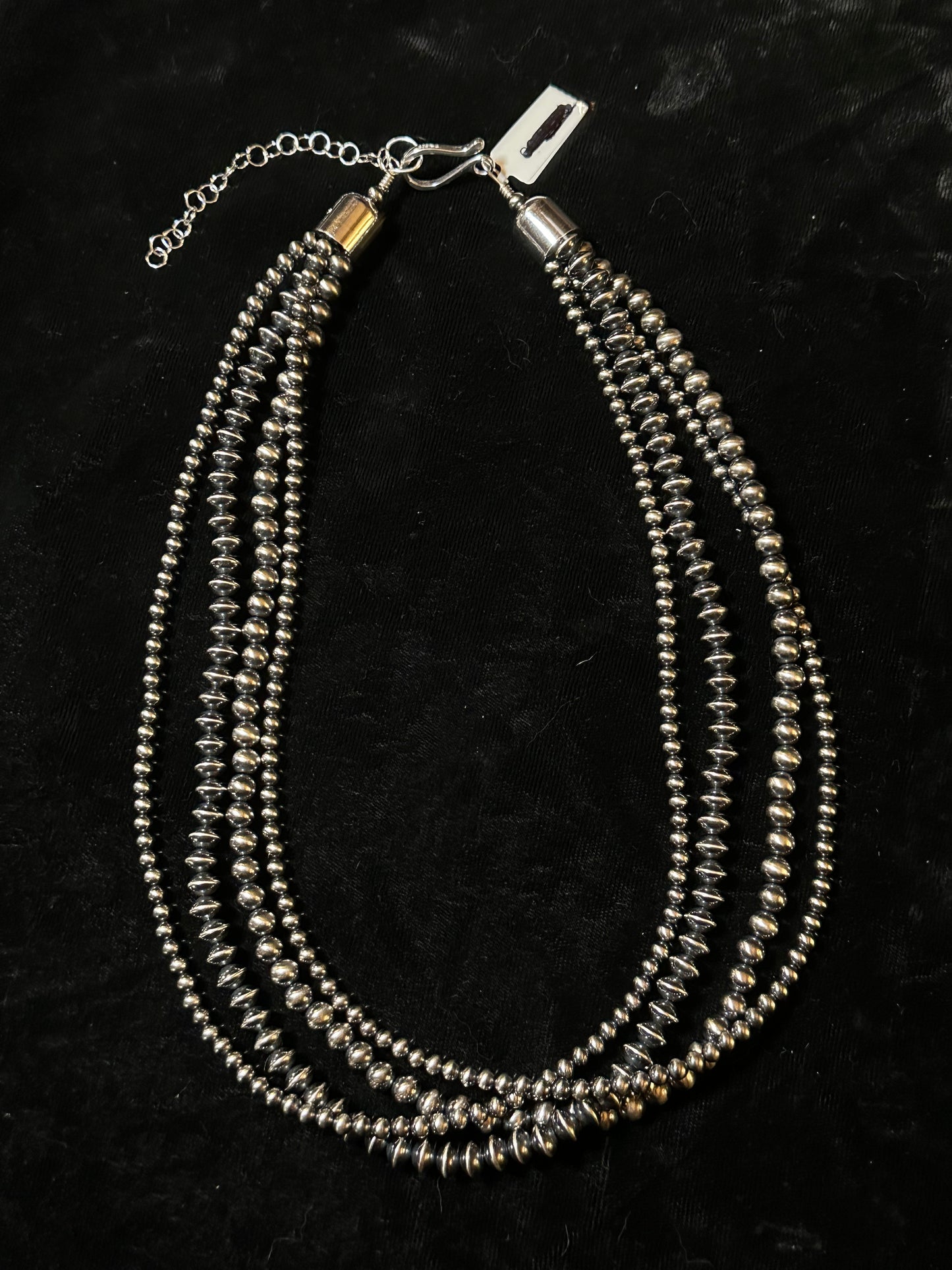 20"+3"  4mm-6mm 4 Strand Navajo Pearl and Saucer Necklace
