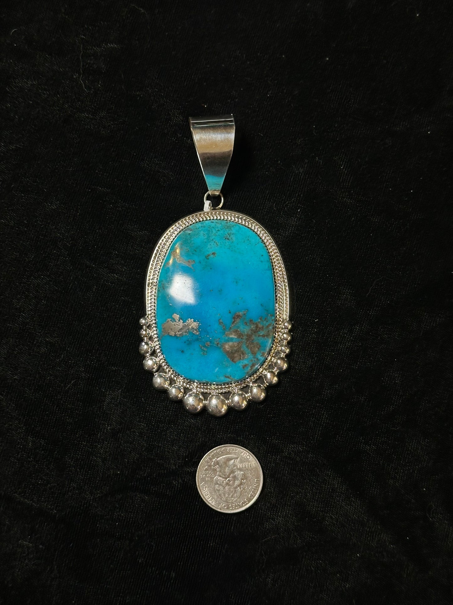 Kingman Turquoise Pendant by Leslie Nez, Navajo