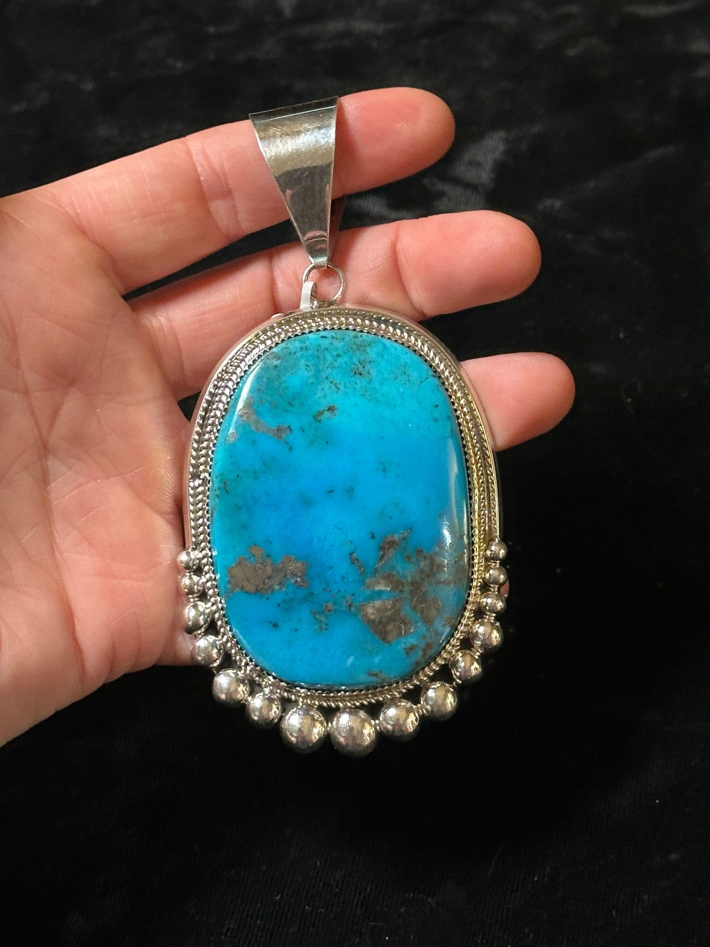 Kingman Turquoise Pendant by Leslie Nez, Navajo