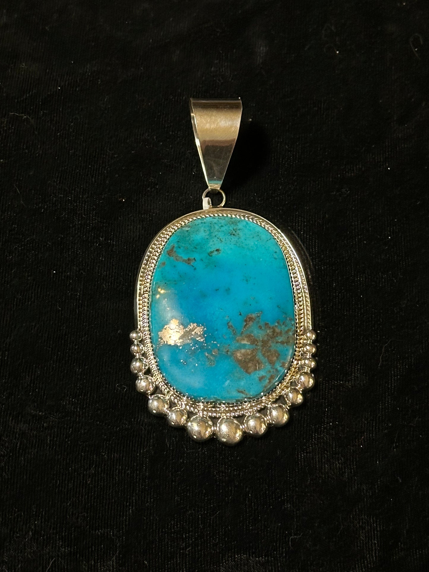 Kingman Turquoise Pendant by Leslie Nez, Navajo