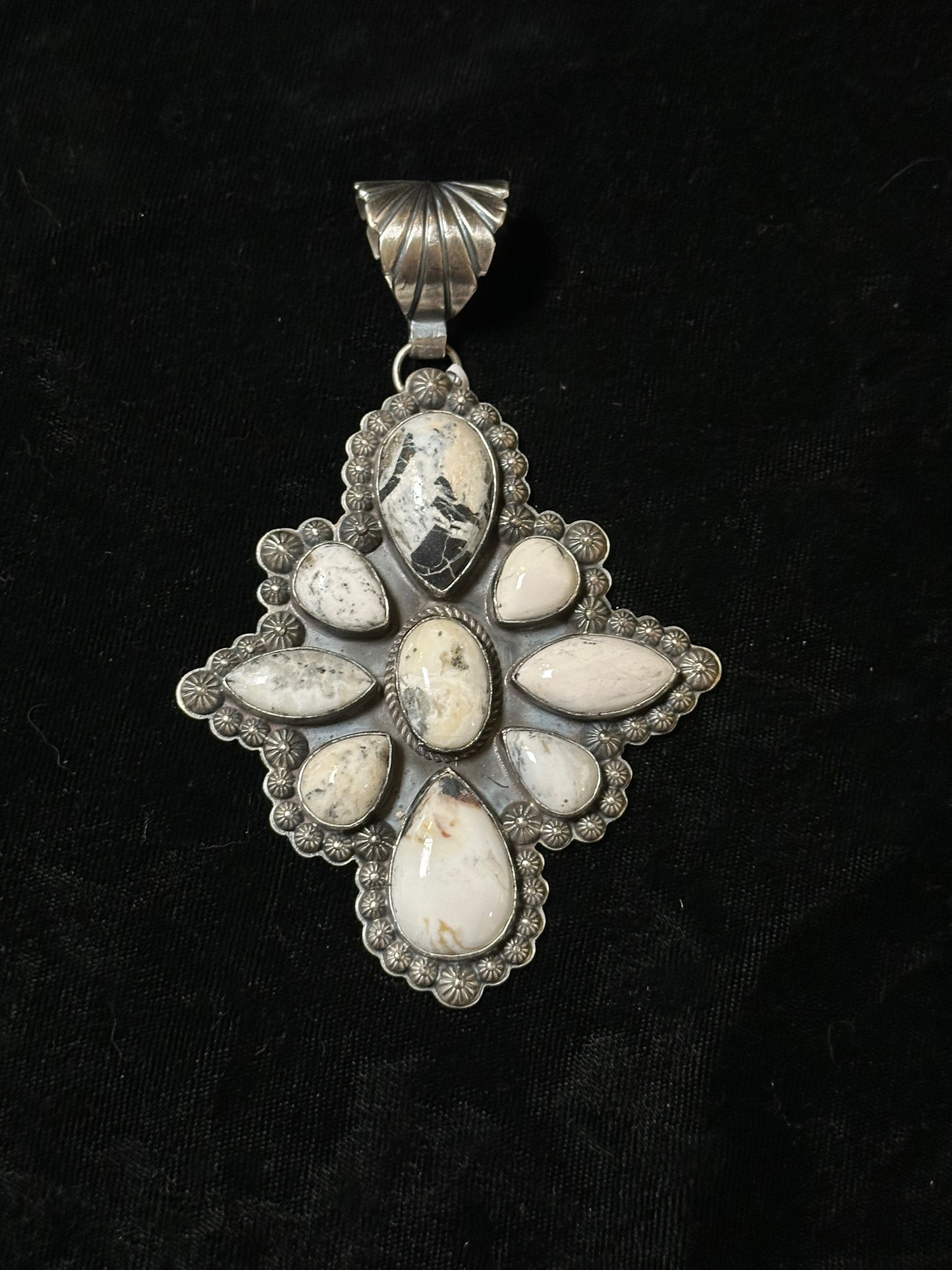 White Buffalo Turquoise Pendant by Gilbert Platero