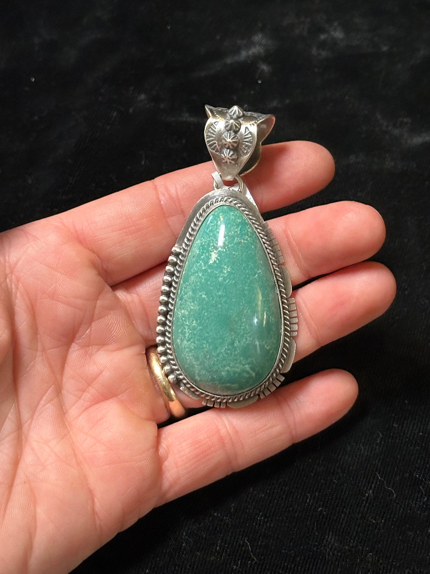 Emerald Valley Turquoise Pendant by John Nelson, Navajo