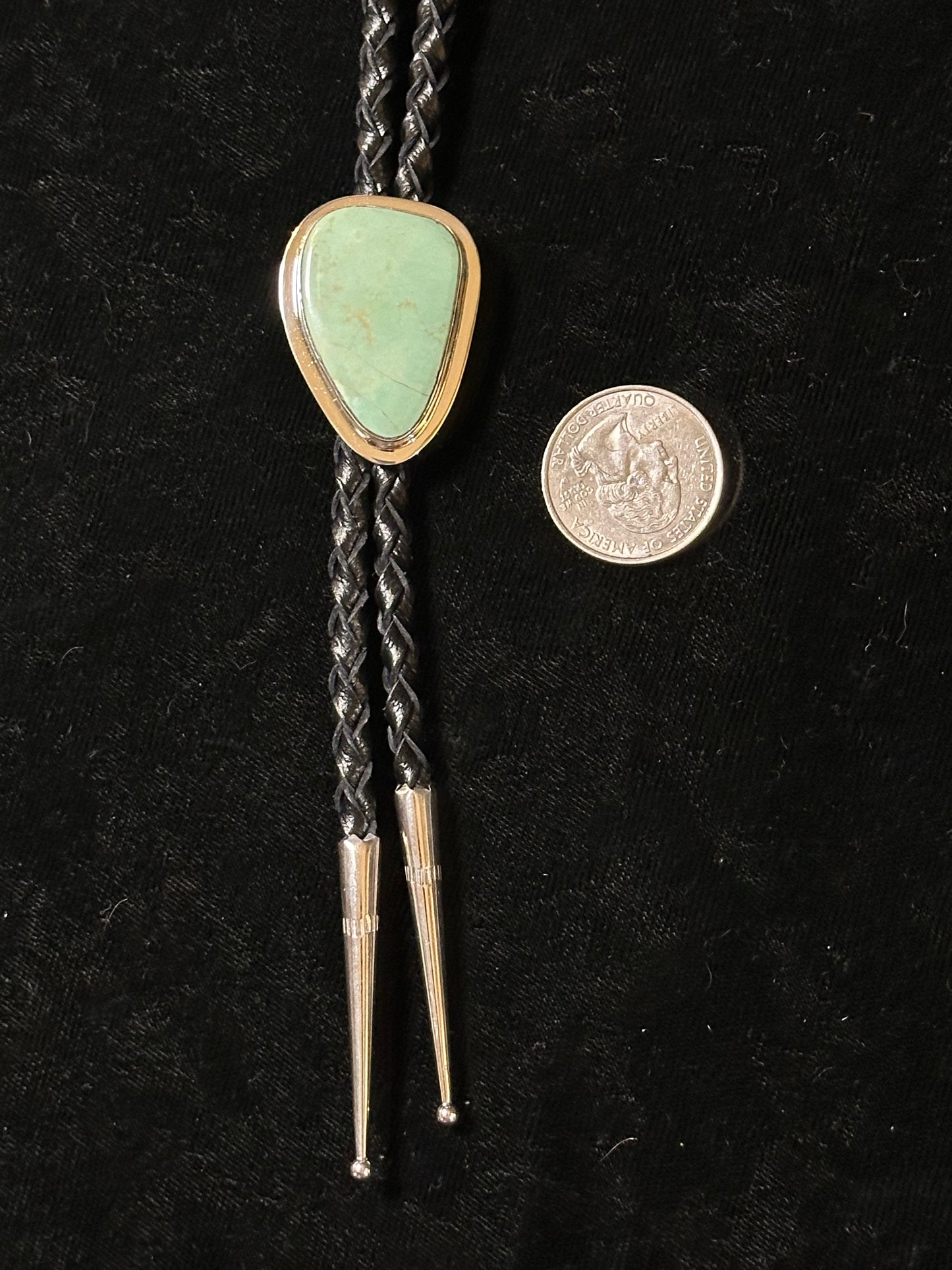 Royston Turquoise Bolo Tie by Marie Jackson, Navajo