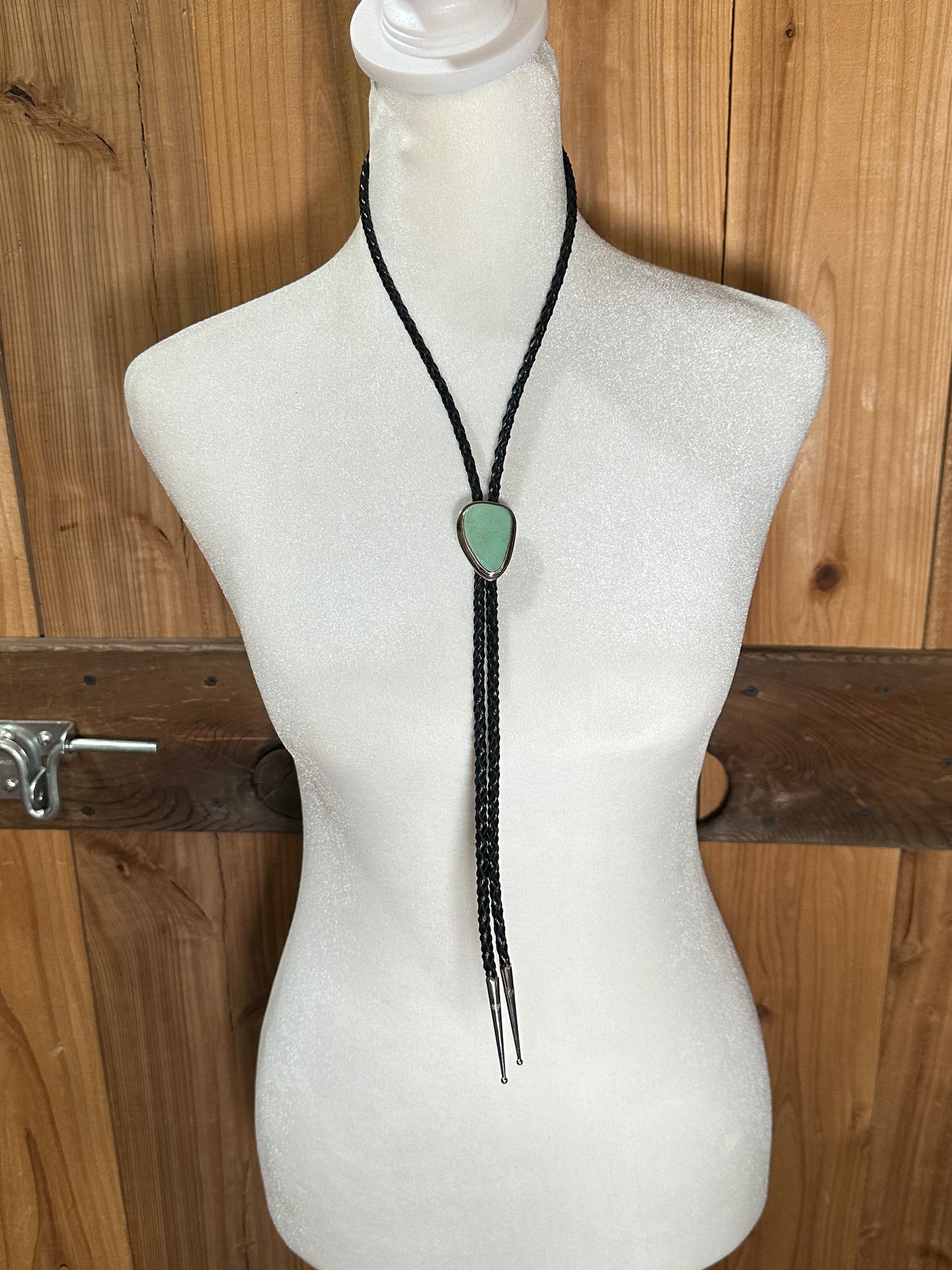 Royston Turquoise Bolo Tie by Marie Jackson, Navajo