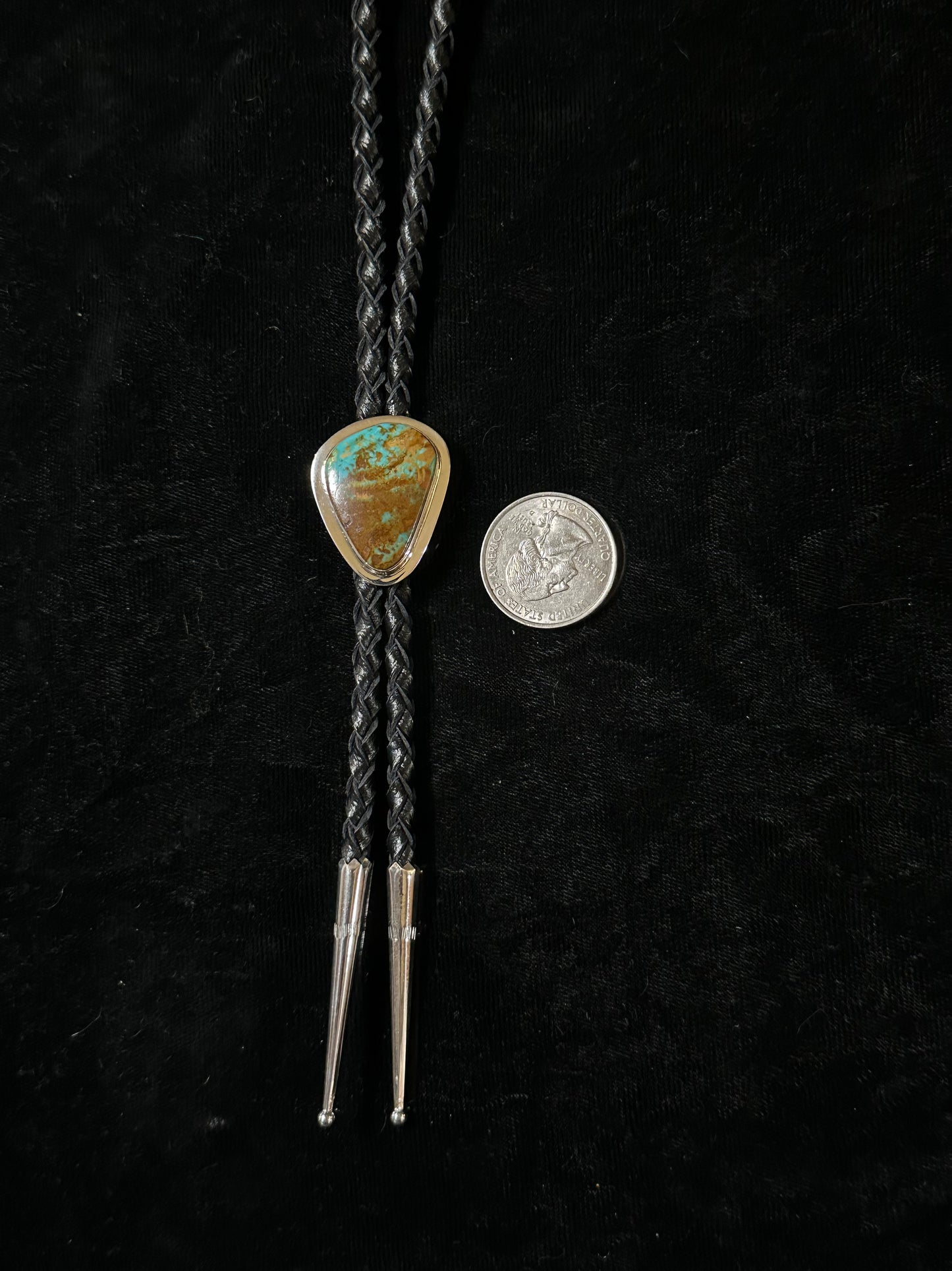 Kingman Turquoise Bolo Tie by Marie Jackson, Navajo