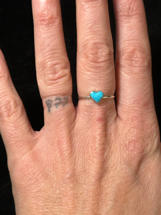 Dainty Sleeping Beauty Turquoise Heart Ring