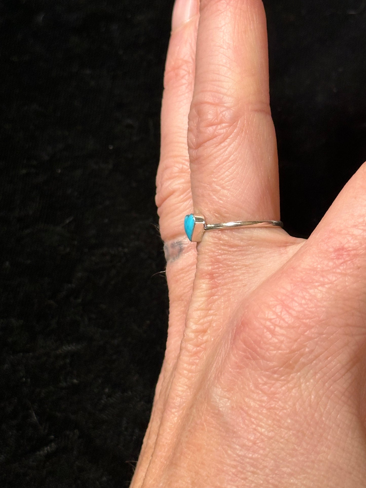 Dainty Sleeping Beauty Turquoise Heart Ring