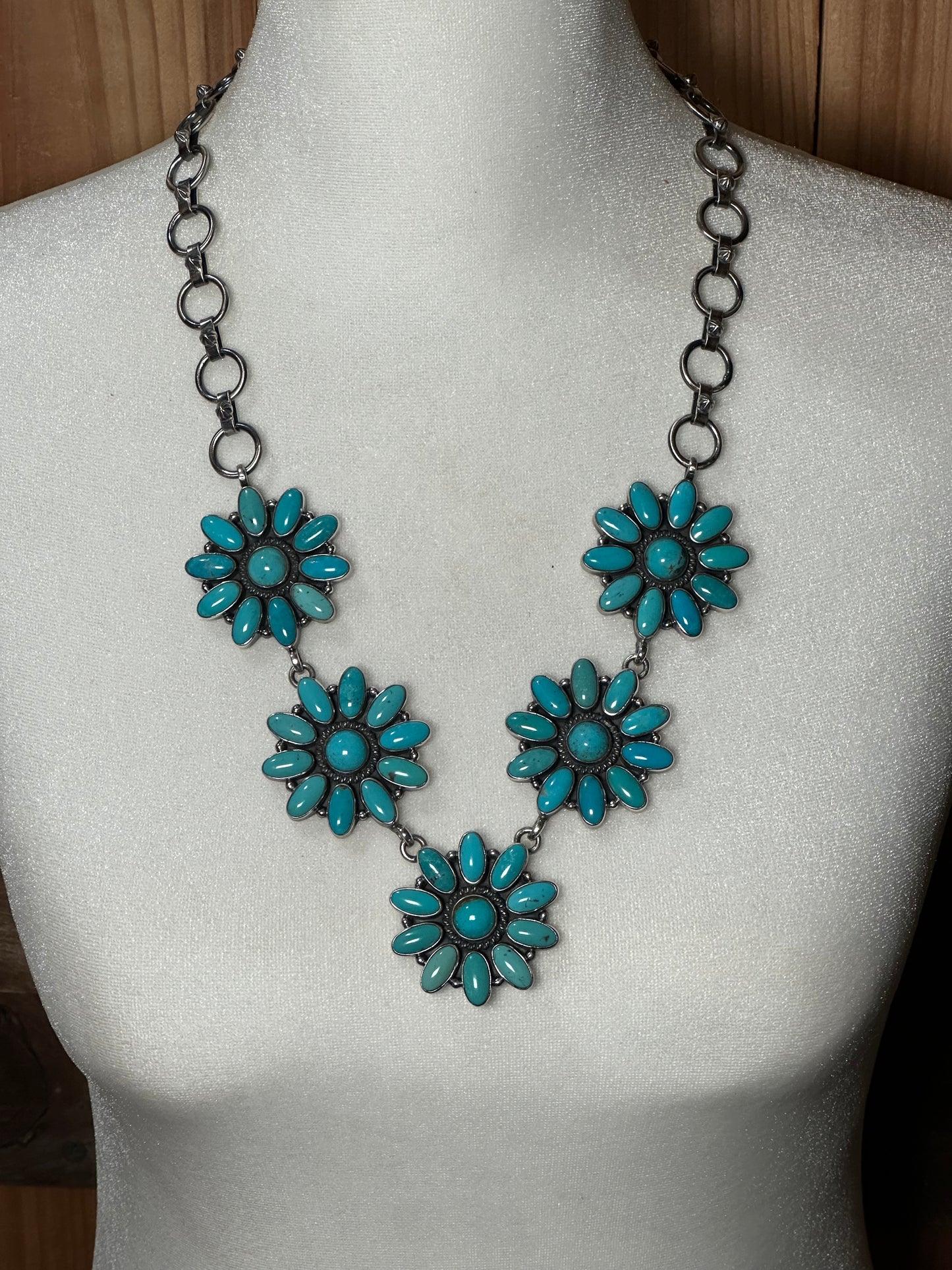 24” Sleeping Beauty Turquoise Flower Necklace by Zia