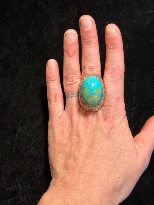 10.5 Royston Turquoise and Heavy Sterling Silver Ring