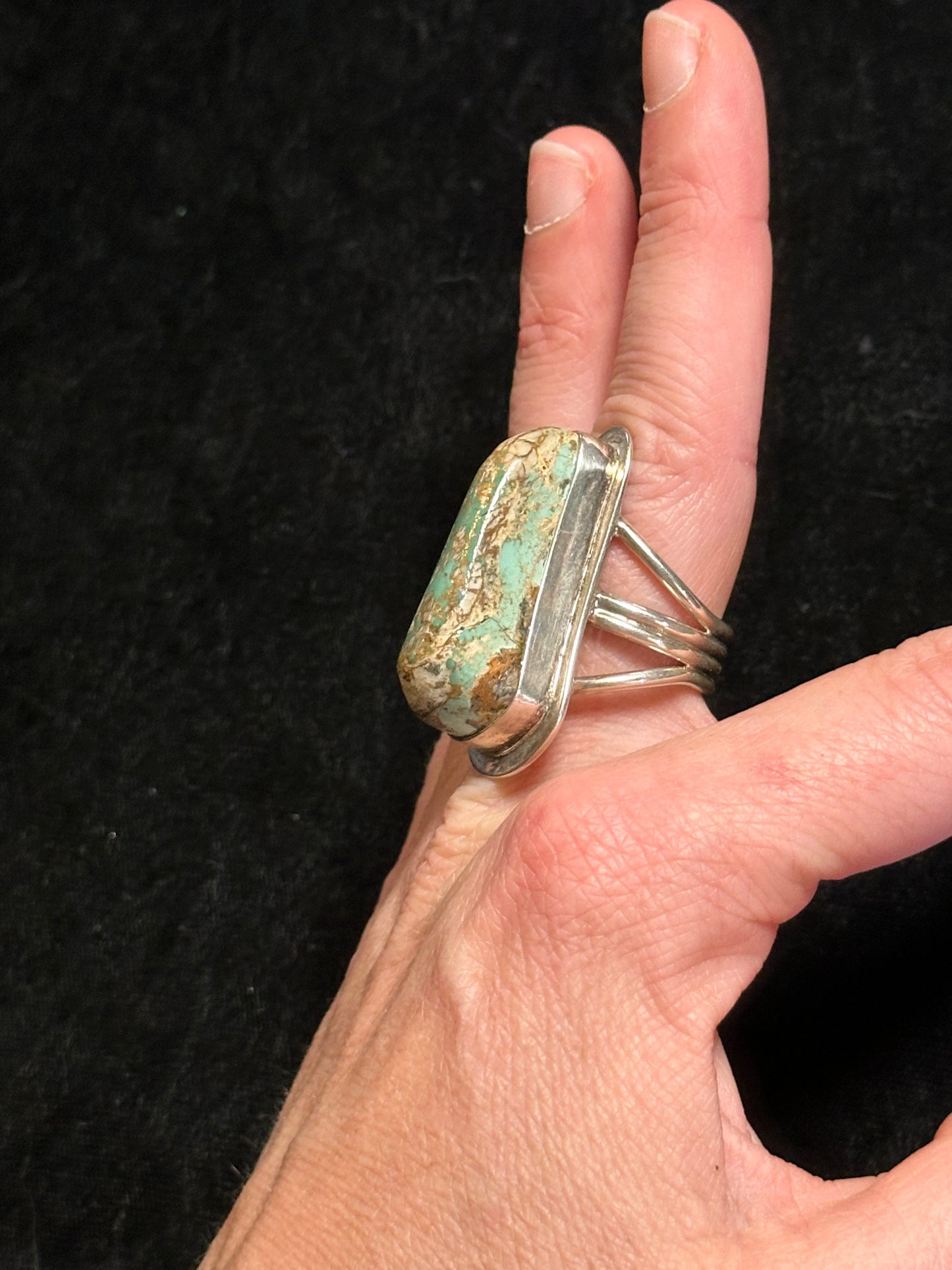 8.0 Carico Lake Turquoise Ring by Tommy Jackson, Navajo