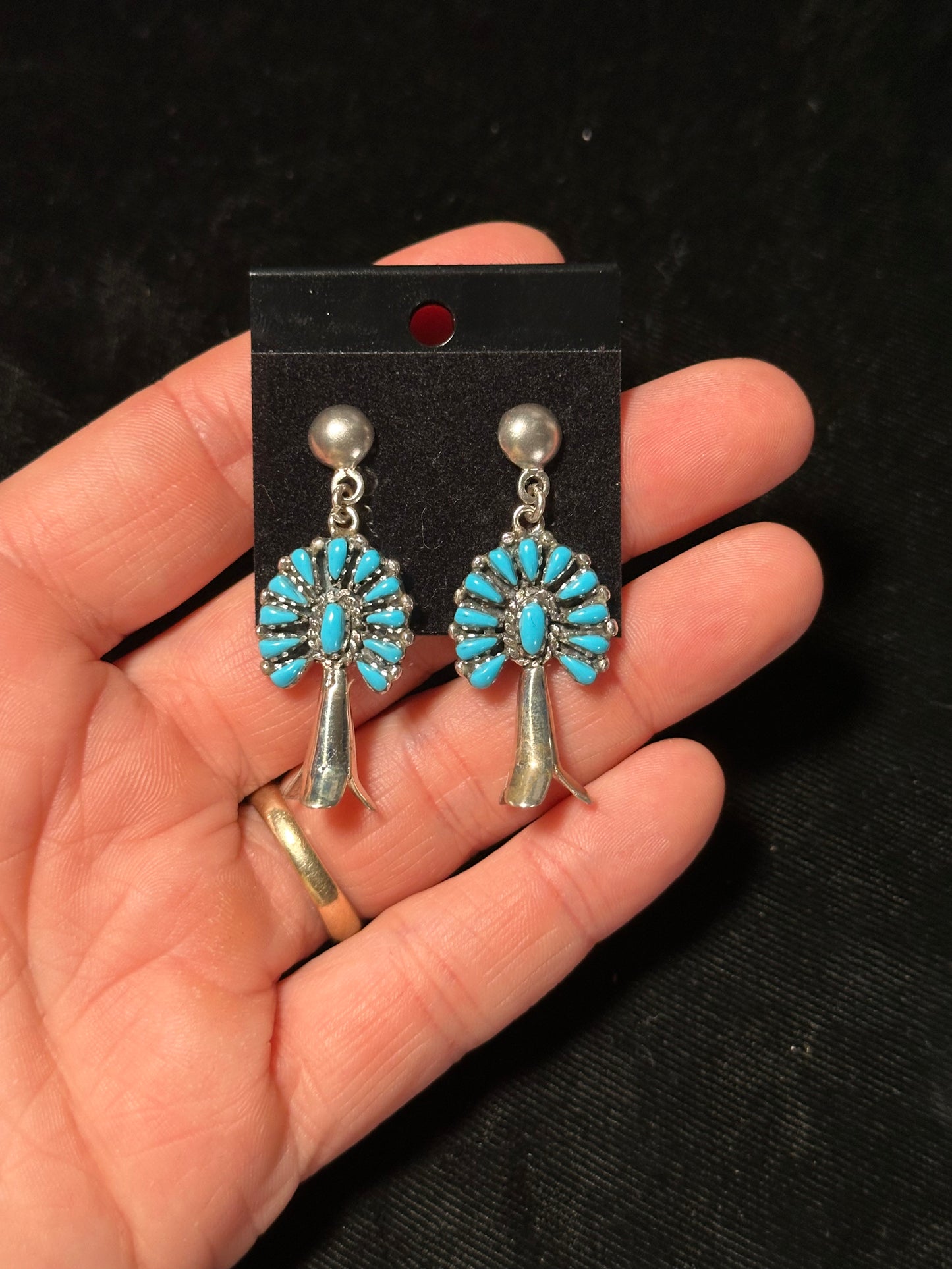 Sleeping Beauty Turquoise Blossom Post Dangle Earrings