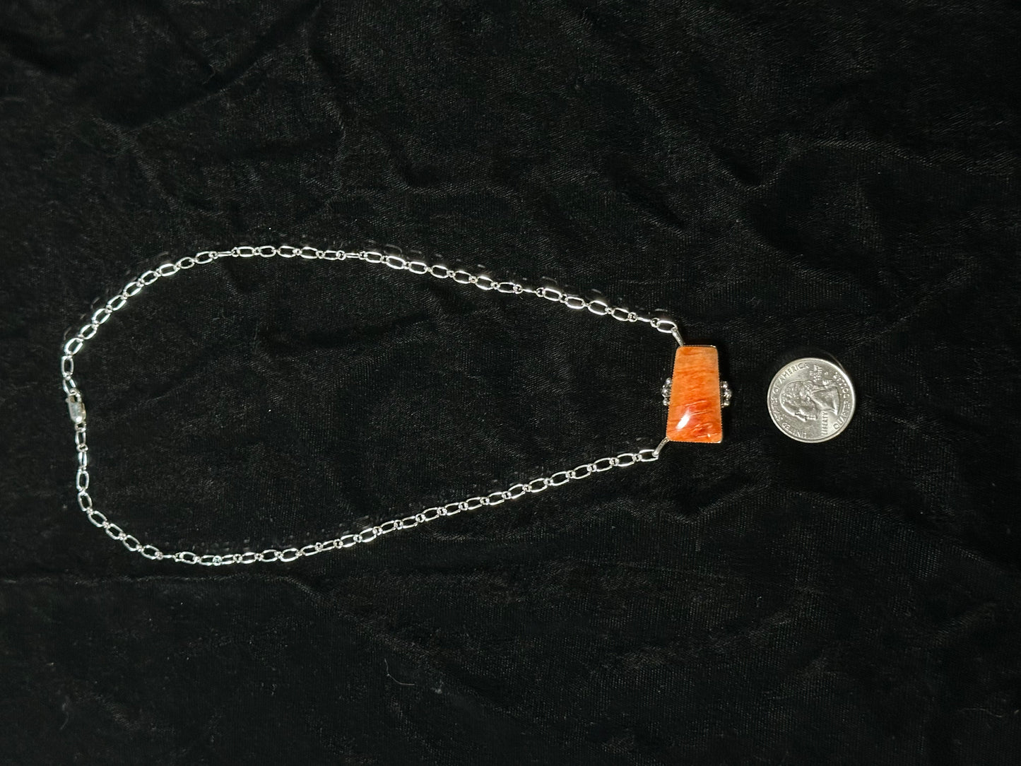 Orange Spiny Oyster Shell Bar Necklace by Sheena Jack, Navajo