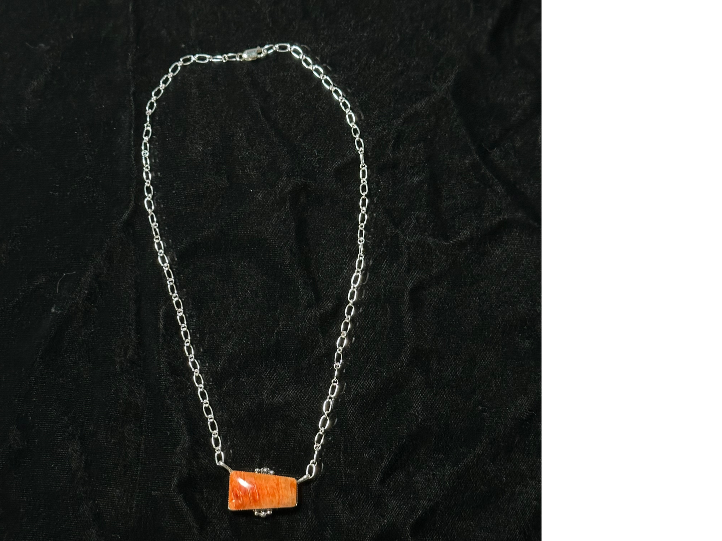 Orange Spiny Oyster Shell Bar Necklace by Sheena Jack, Navajo