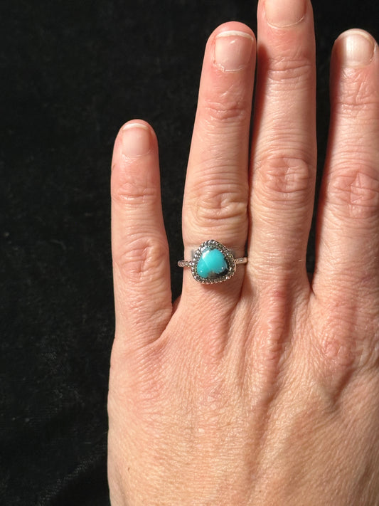 Twisted Turquoise Ring by Sheena Jake, Navajo