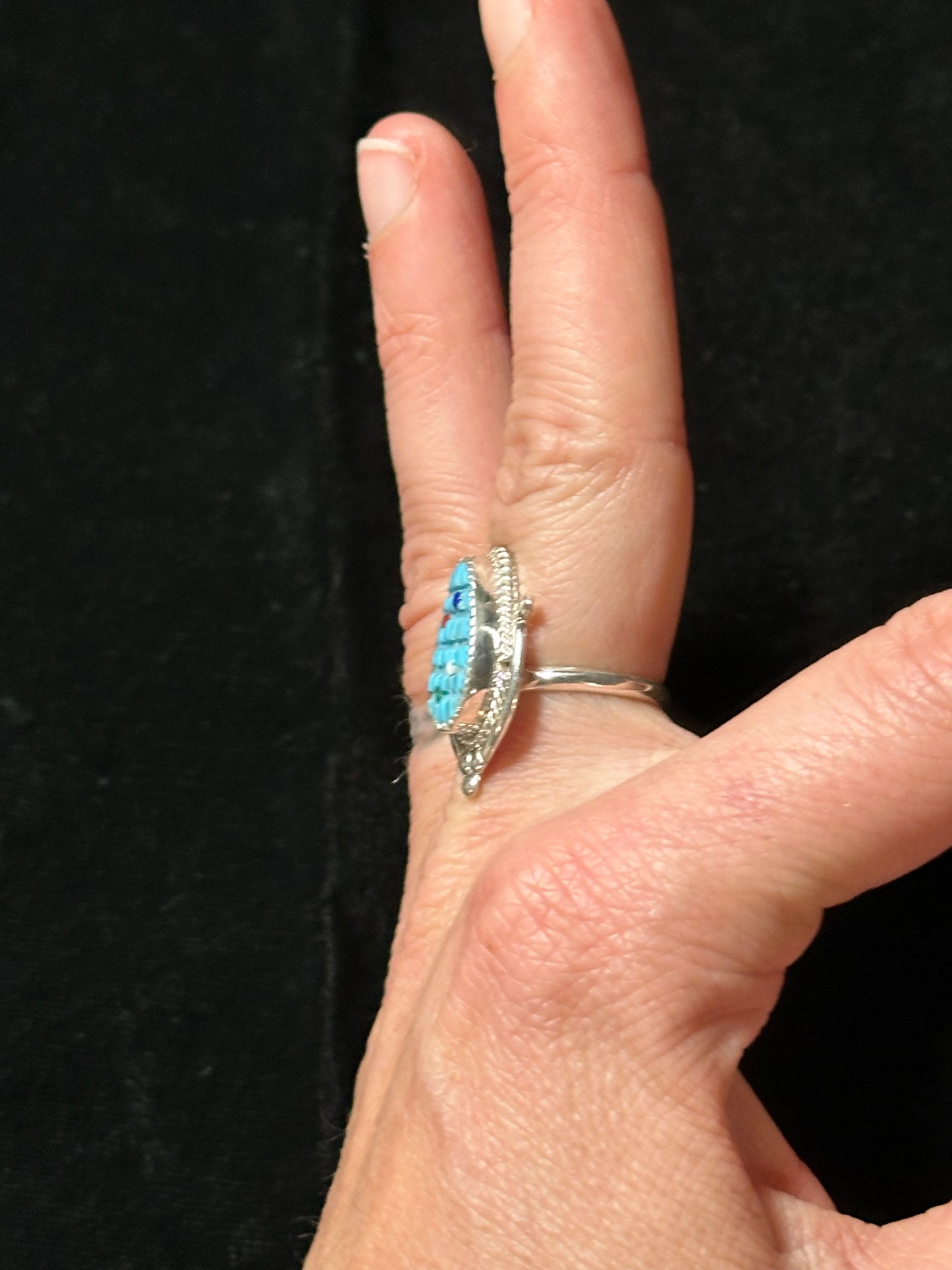 Turquoise Waffle Cut Ring, Zuni