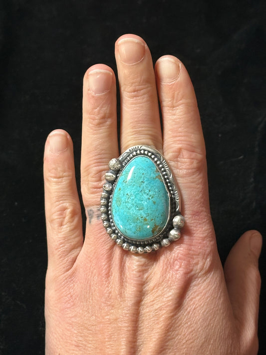 9.0 Turquoise Ring by Boyd Ashley, Navajo