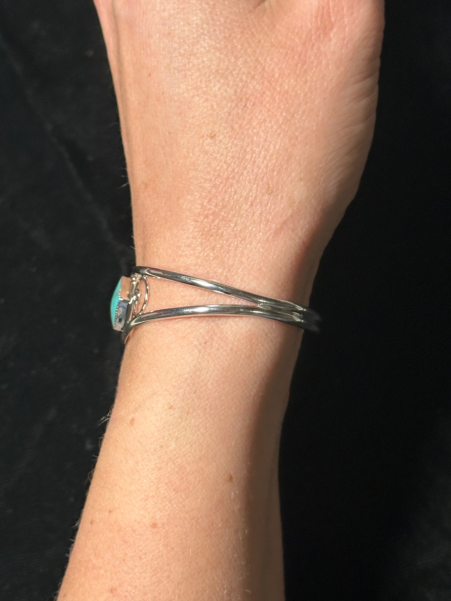 6"-7" Cuff with Turquoise Stone by Helena Barbone, Navajo
