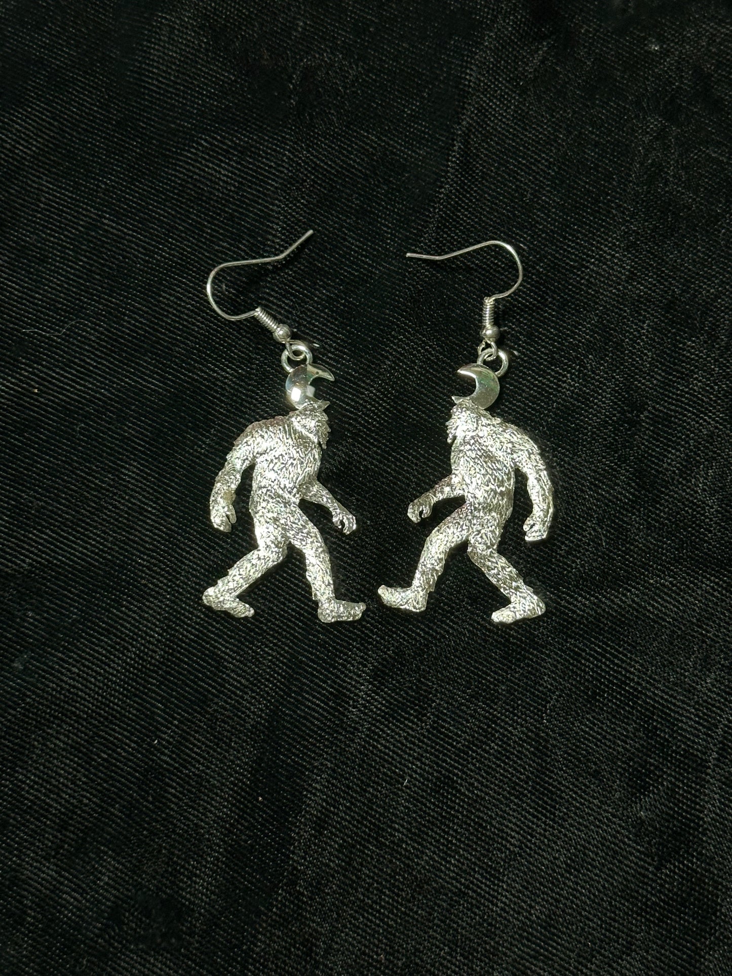 Sterling Silver Sasquatch Dangle Earrings by Will Arviso, Navajo