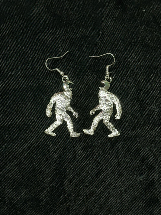 Sterling Silver Sasquatch Dangle Earrings by Will Arviso, Navajo