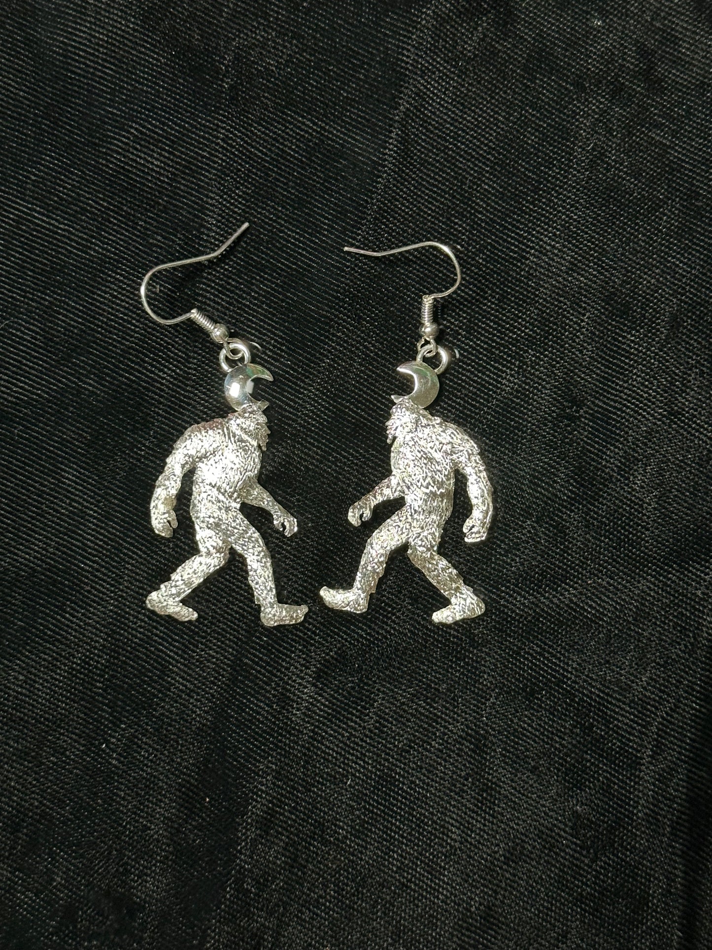 Sterling Silver Sasquatch Dangle Earrings by Will Arviso, Navajo