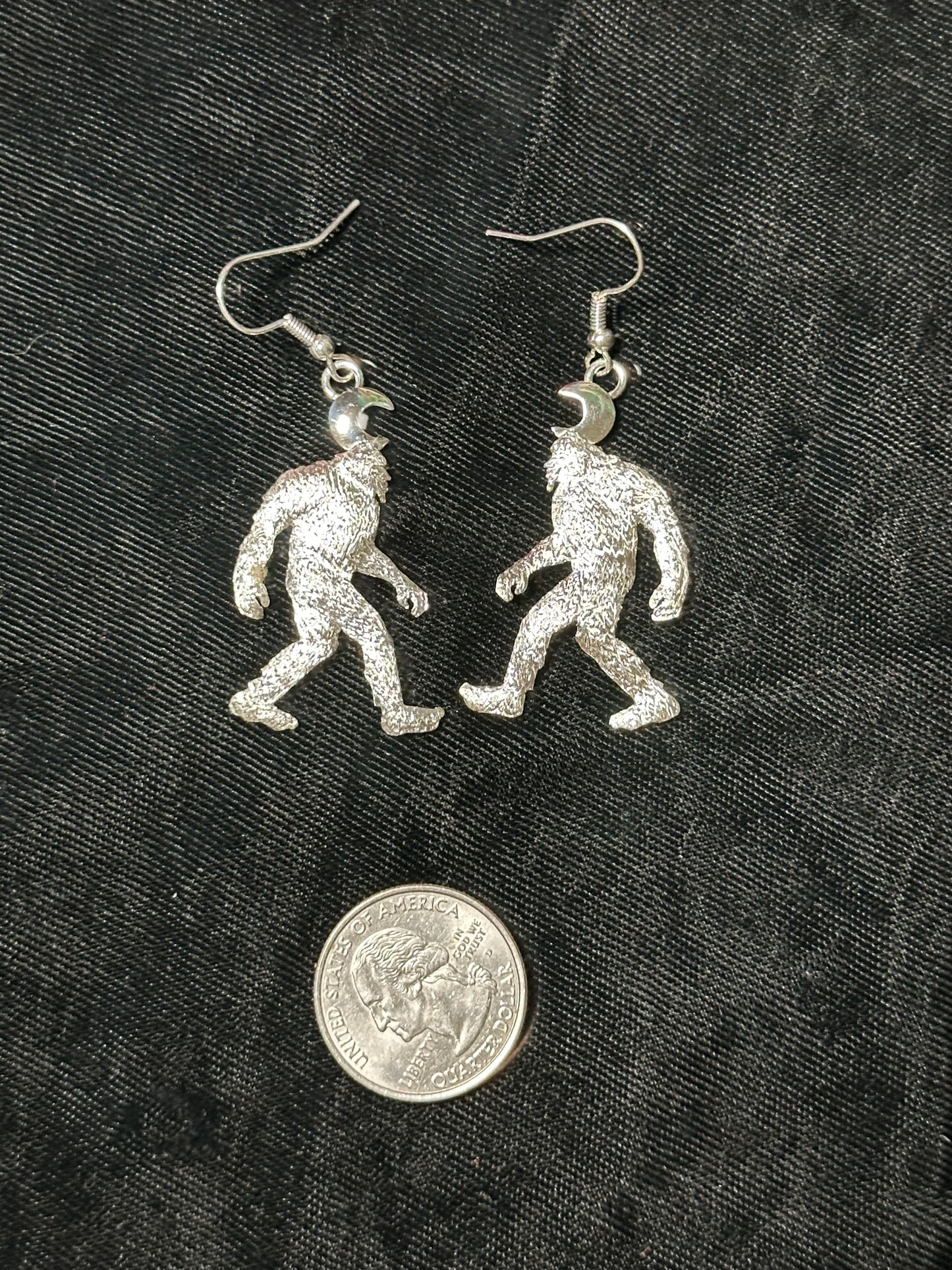 Sterling Silver Sasquatch Dangle Earrings by Will Arviso, Navajo