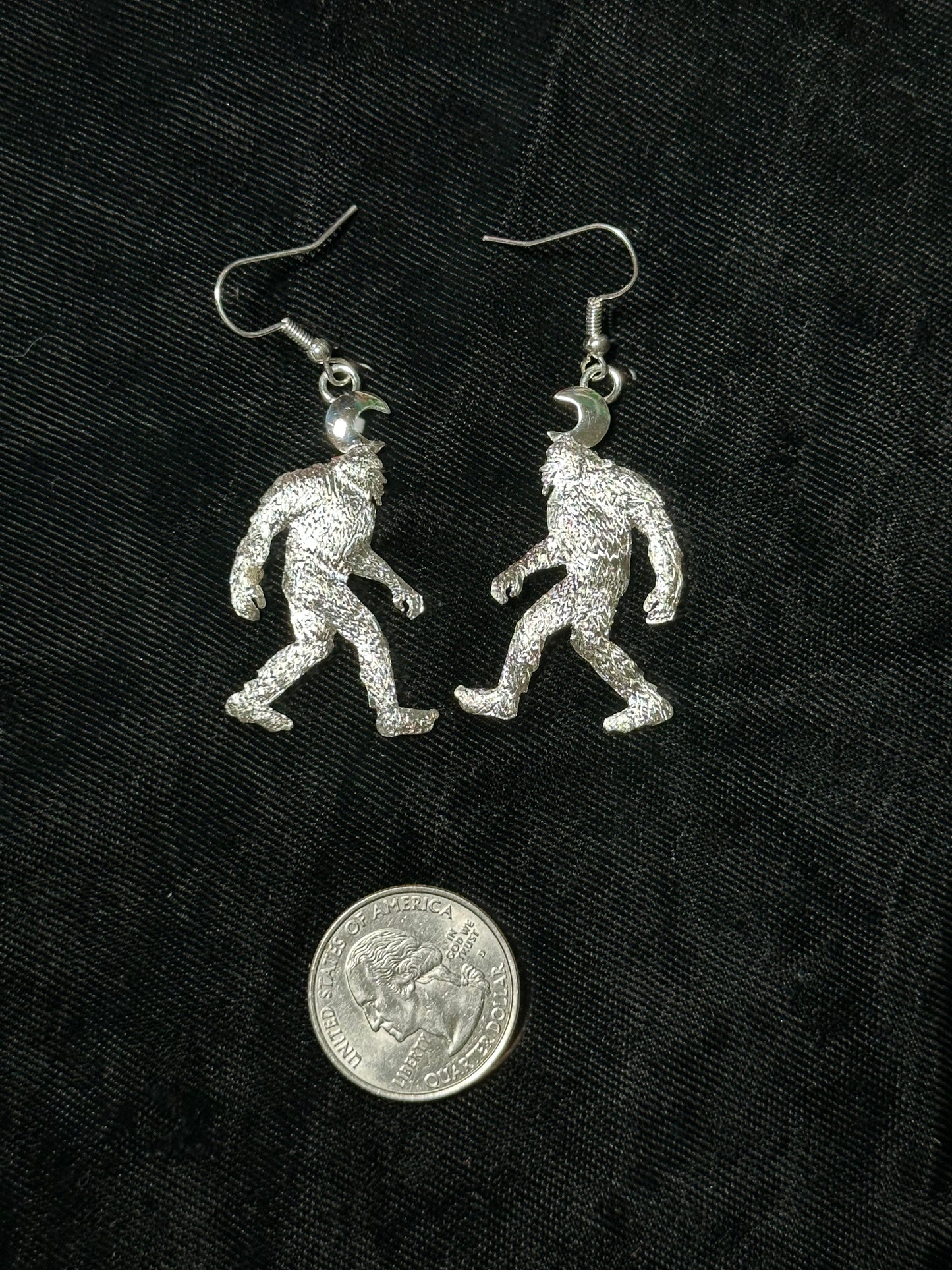 Sterling Silver Sasquatch Dangle Earrings by Will Arviso, Navajo