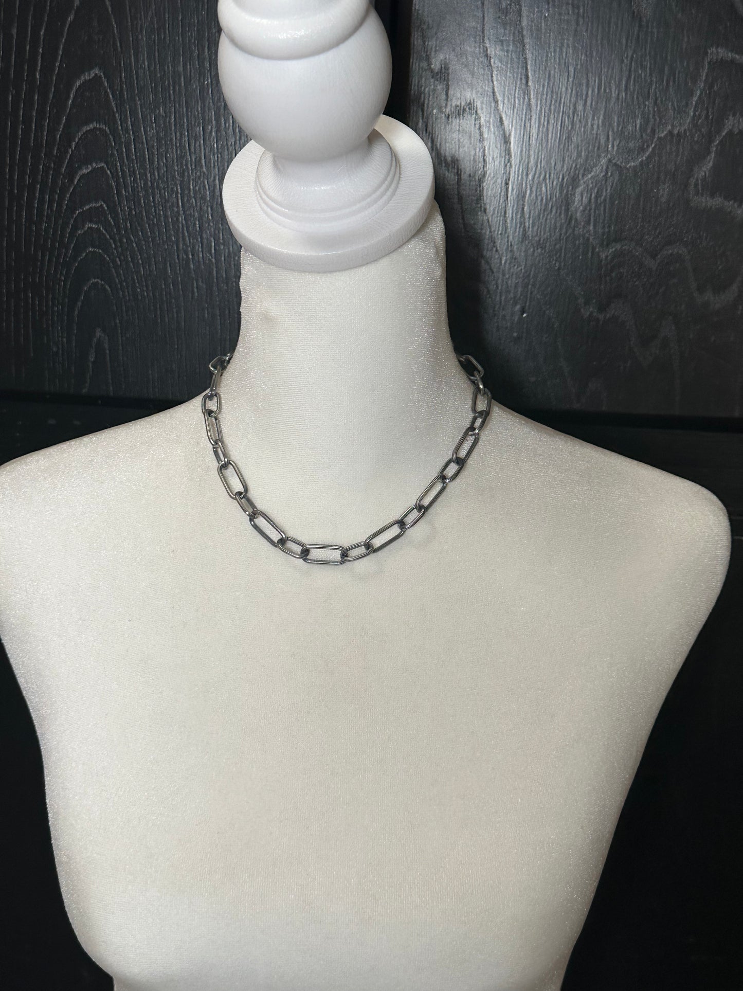 16" Heavy Silver Paperclip Chain