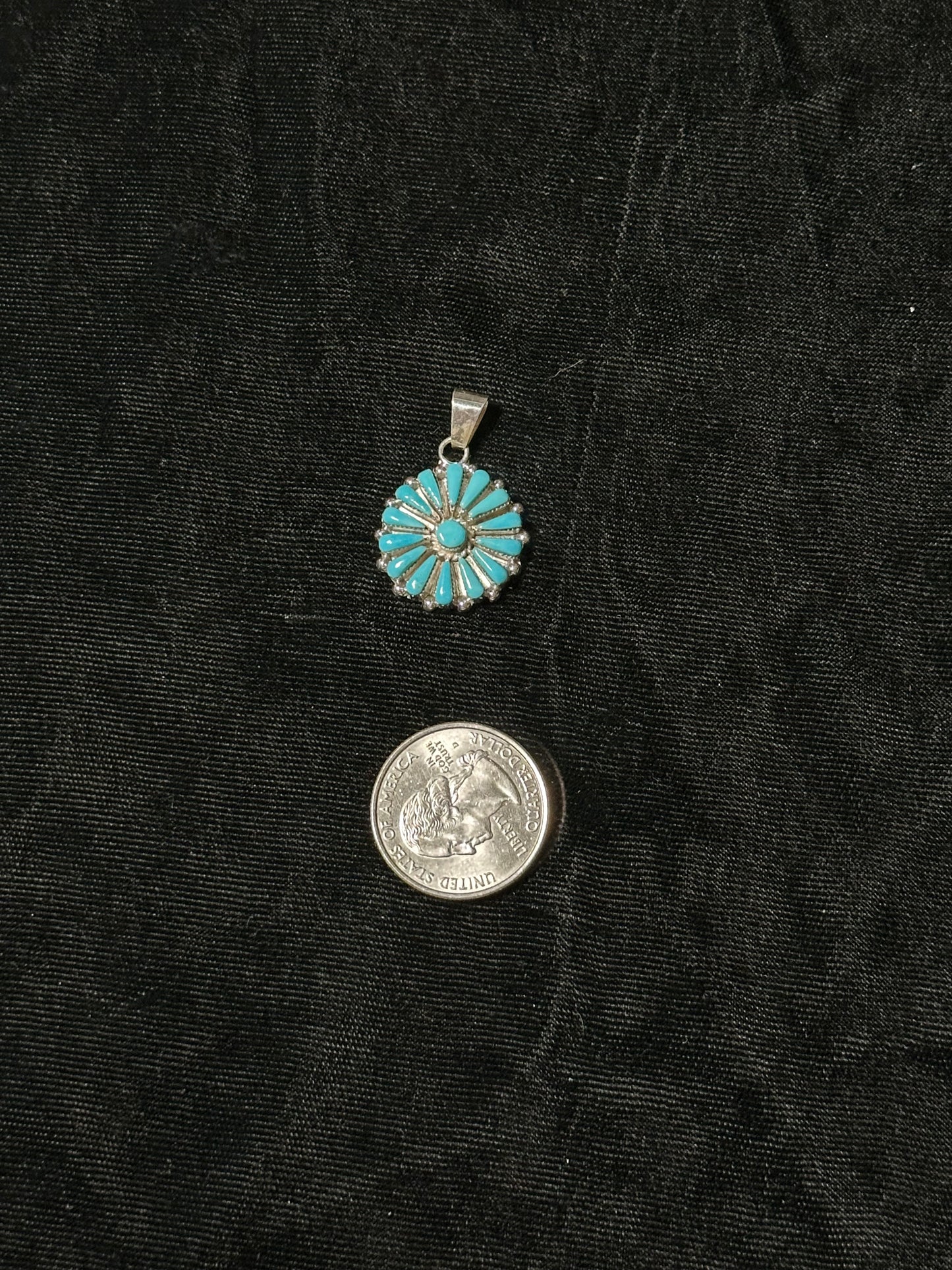 Sleeping Beauty Turquoise Pendant by Vera Halusewa, Zuni