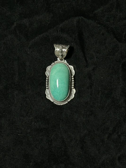 Emerald Valley Turquoise Pendant with a 11mm Bale by John Nelson, Navajo