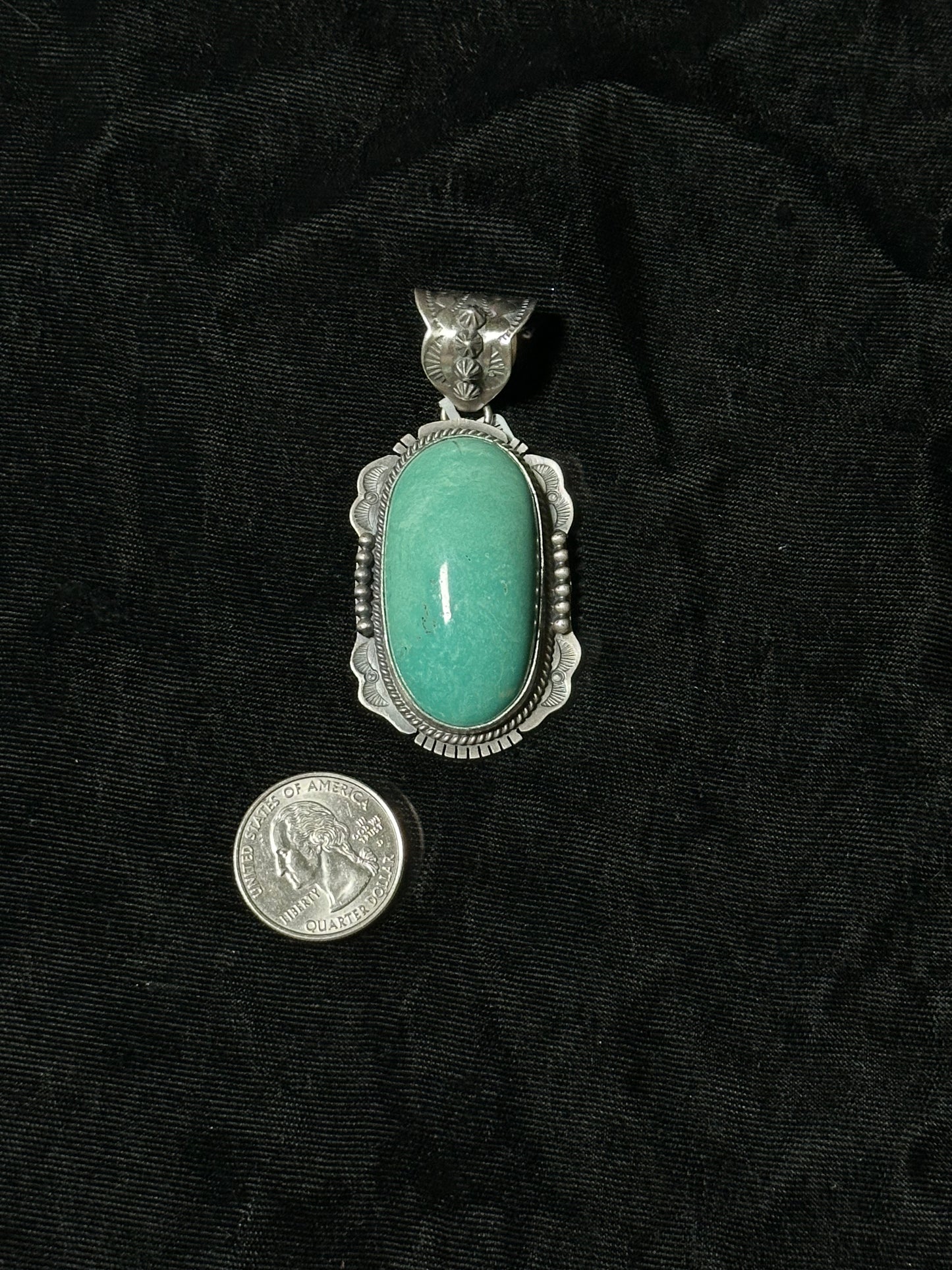 Emerald Valley Turquoise Pendant with a 11mm Bale by John Nelson, Navajo