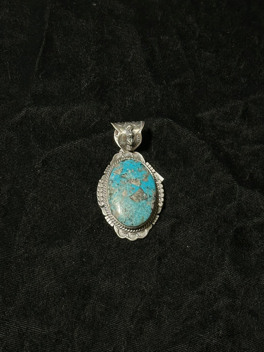 Kingman Turquoise Pendant with a 11mm Bale by John Nelson, Navajo