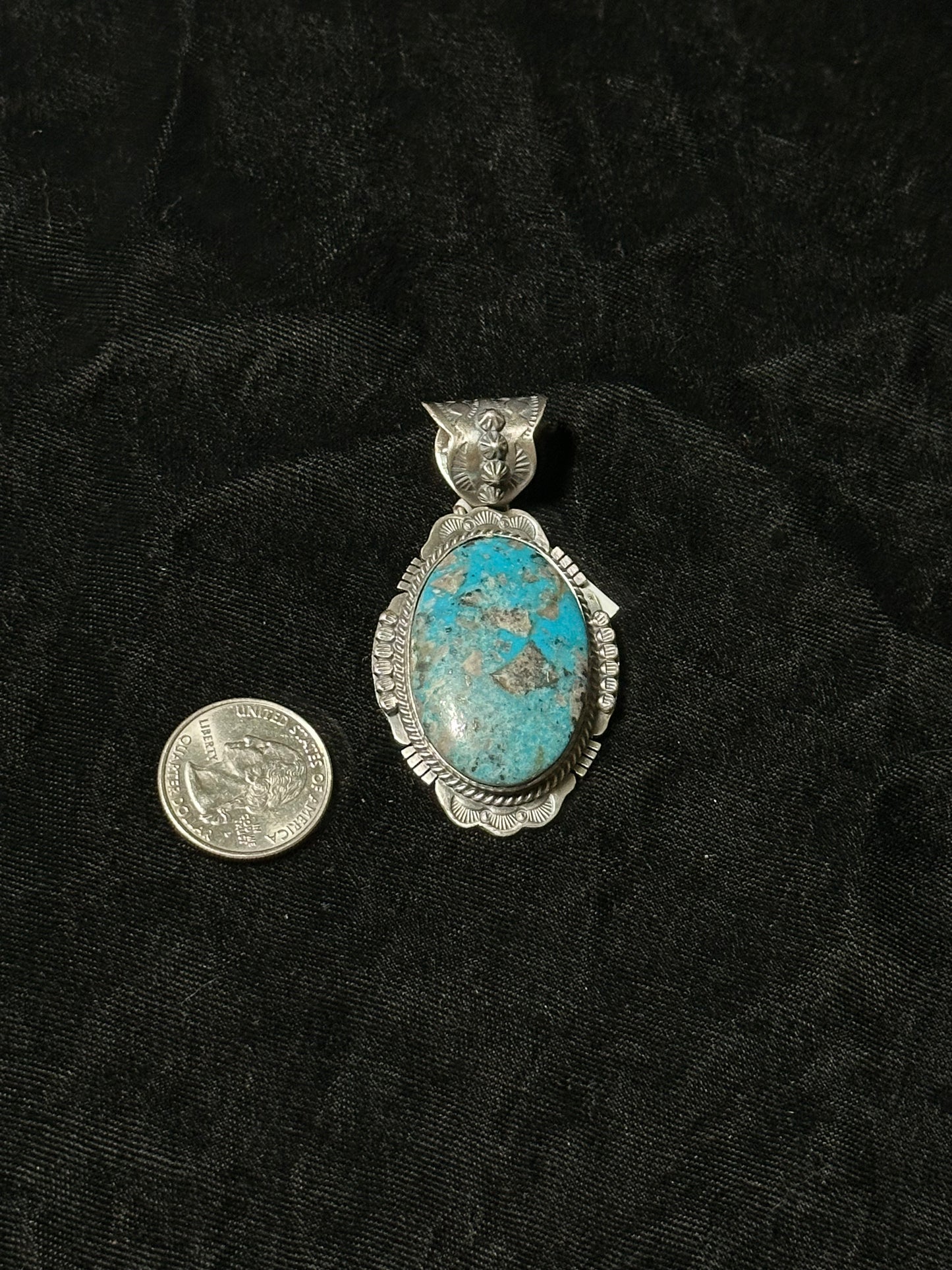 Kingman Turquoise Pendant with a 11mm Bale by John Nelson, Navajo