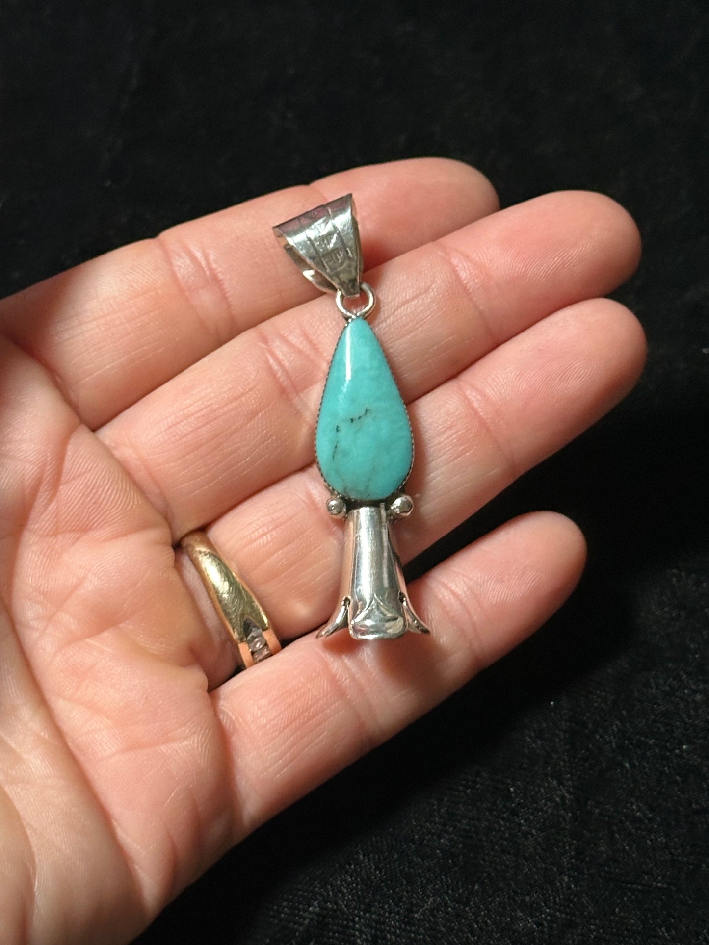 Sleeping Beauty Turquoise Blossom Pendant with an 8mm Bale by Dorthy Lee, Navajo