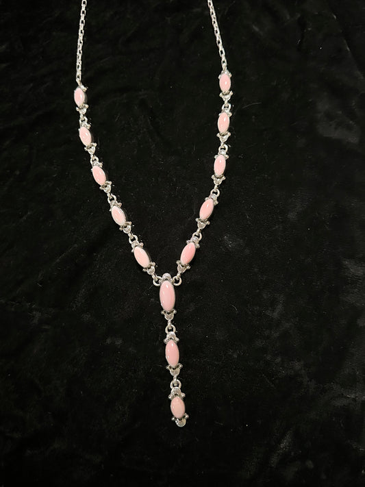 32"+3" Pink Conch Shell Lariat Necklace