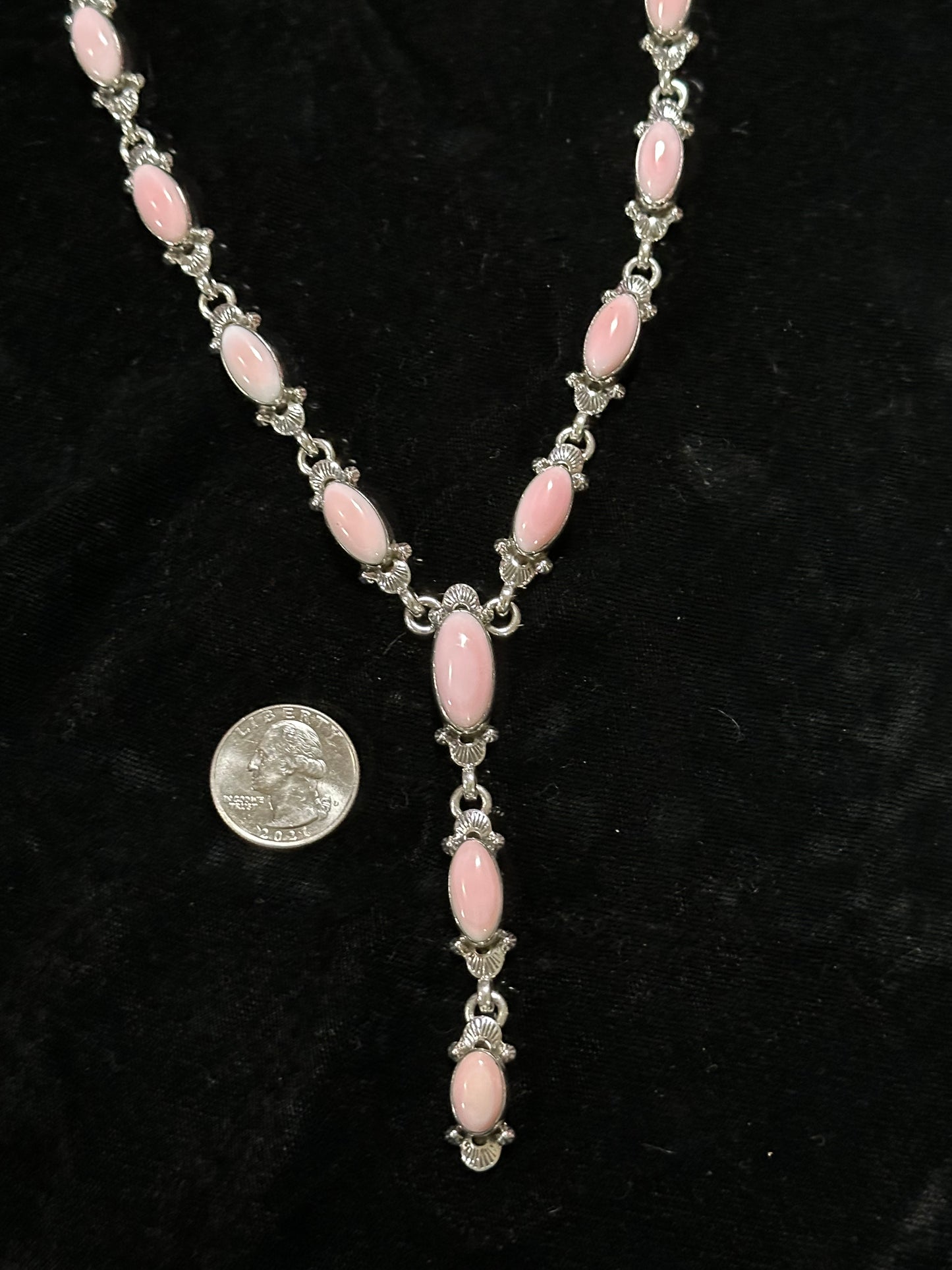 32"+3" Pink Conch Shell Lariat Necklace