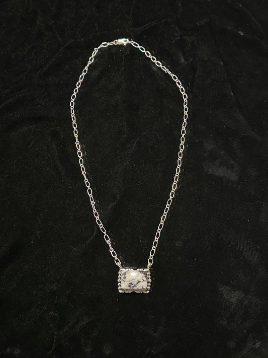 White Buffalo Bar Necklace by Phyllis A. Smith, Navajo