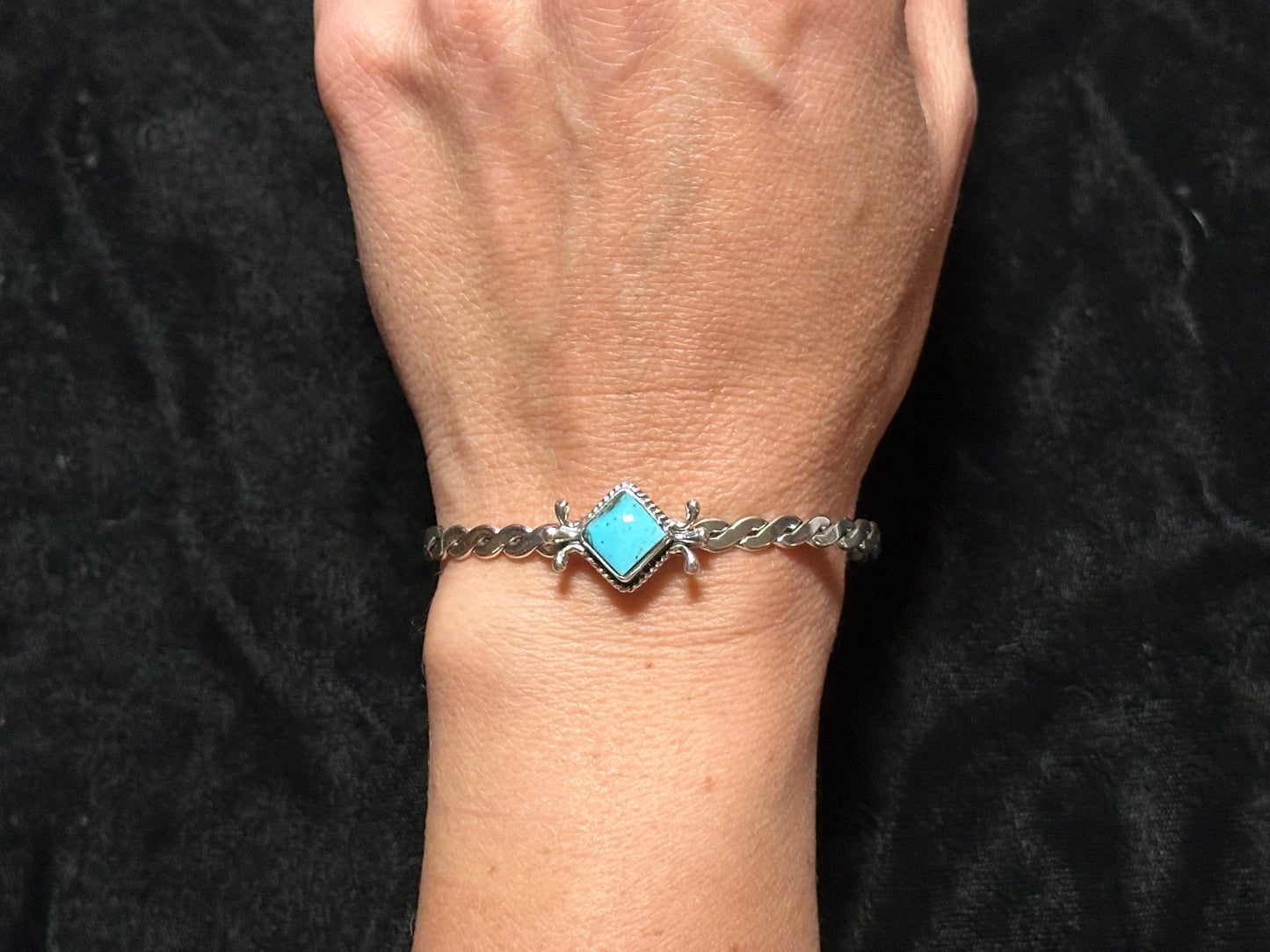 5 3/4”-7” Kingman Turn Diamond Shape Cuff Bracelet by Mike Smith, Navajo