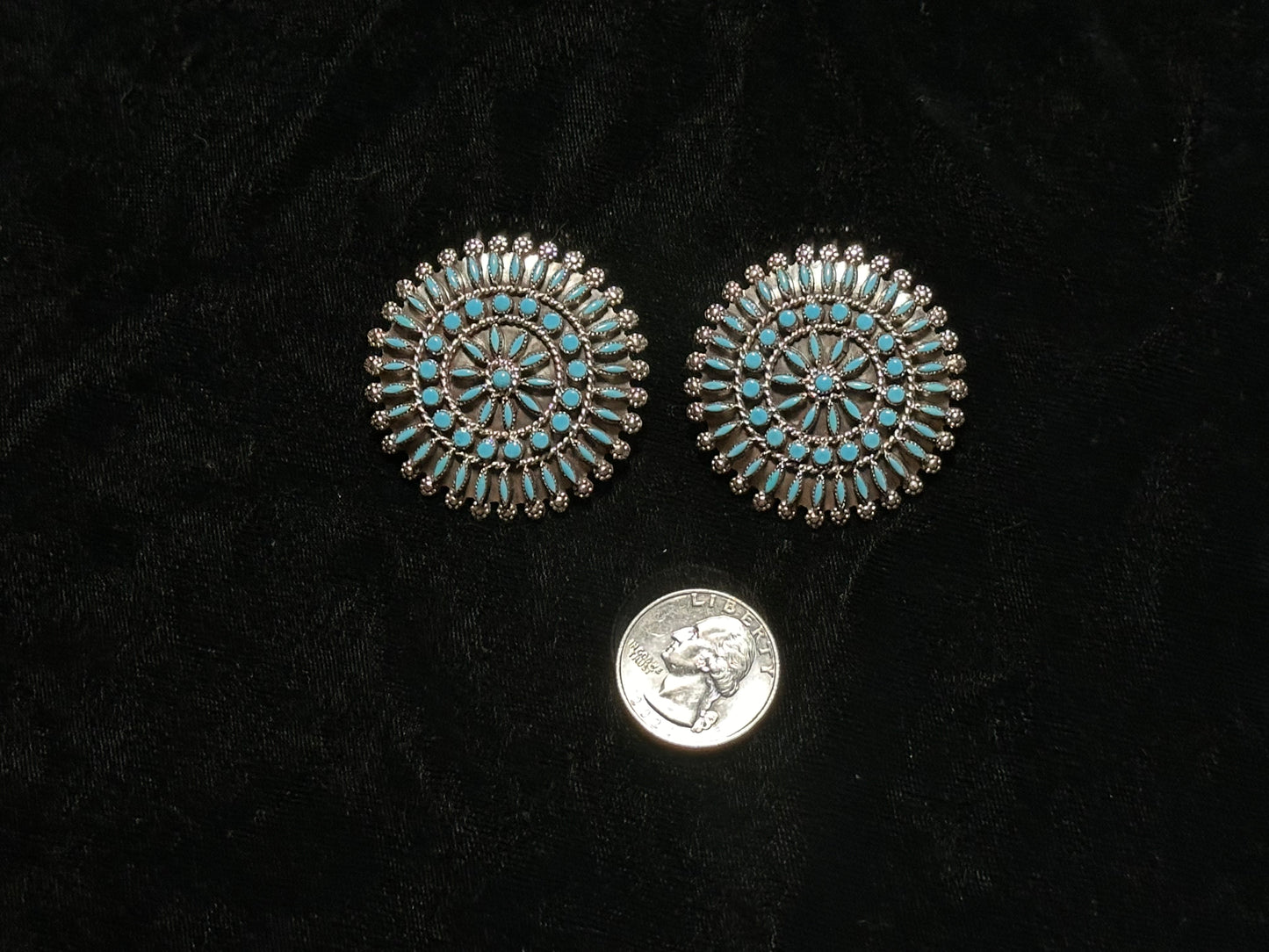 Turquoise Needlepoint Earrings by Merlinda Chavez, Zuni