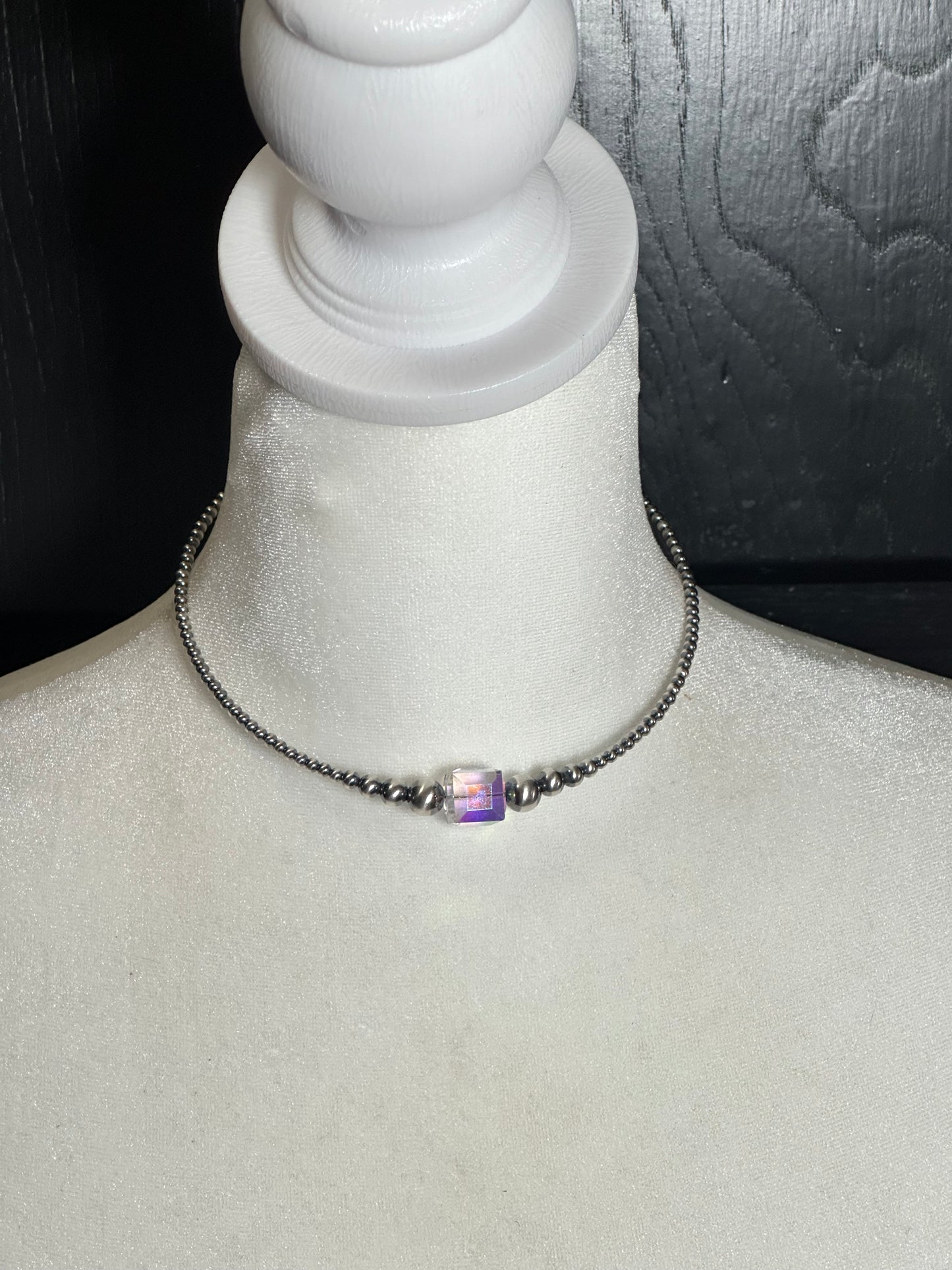 Graduated Pearls and Swarovski Crystal Memory Wire Choker