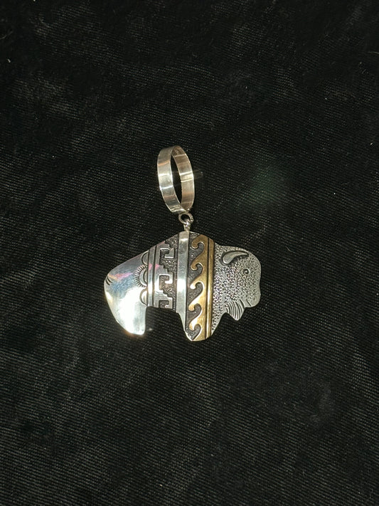 Sterling Silver Buffalo Pendant with 15mm Bale by Tommy and Rose Singer